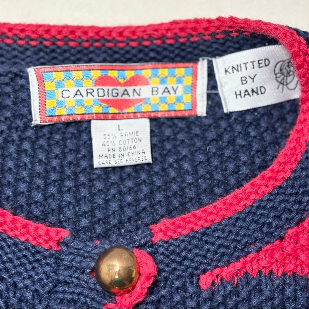 Cardigan Bay Vintage Angel Pattern Knitted by Hand Cardigan Christmas  Sweater L - Picture 9 of 12